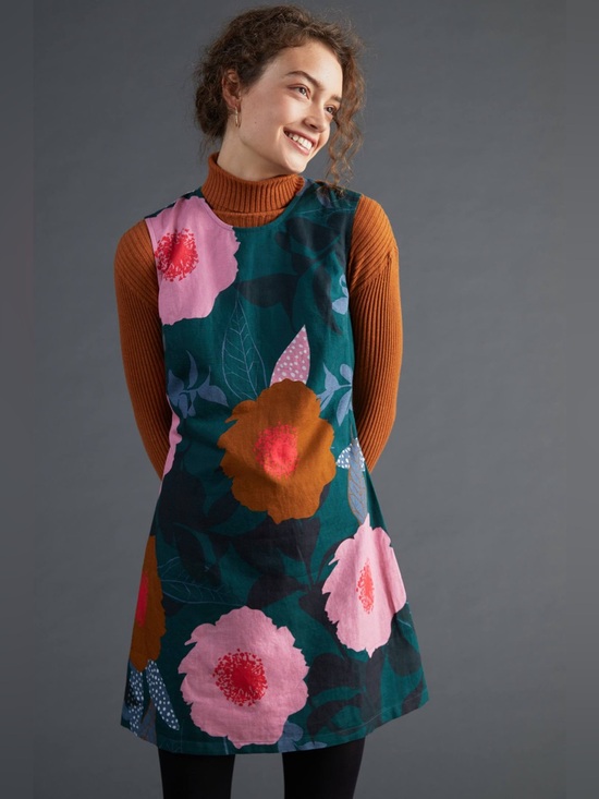 Anthropologie Dresses & Skirts - Anthropologie Floral Linen Blend Shift Dress Artsy Botanical Boho Lagenlook PM
